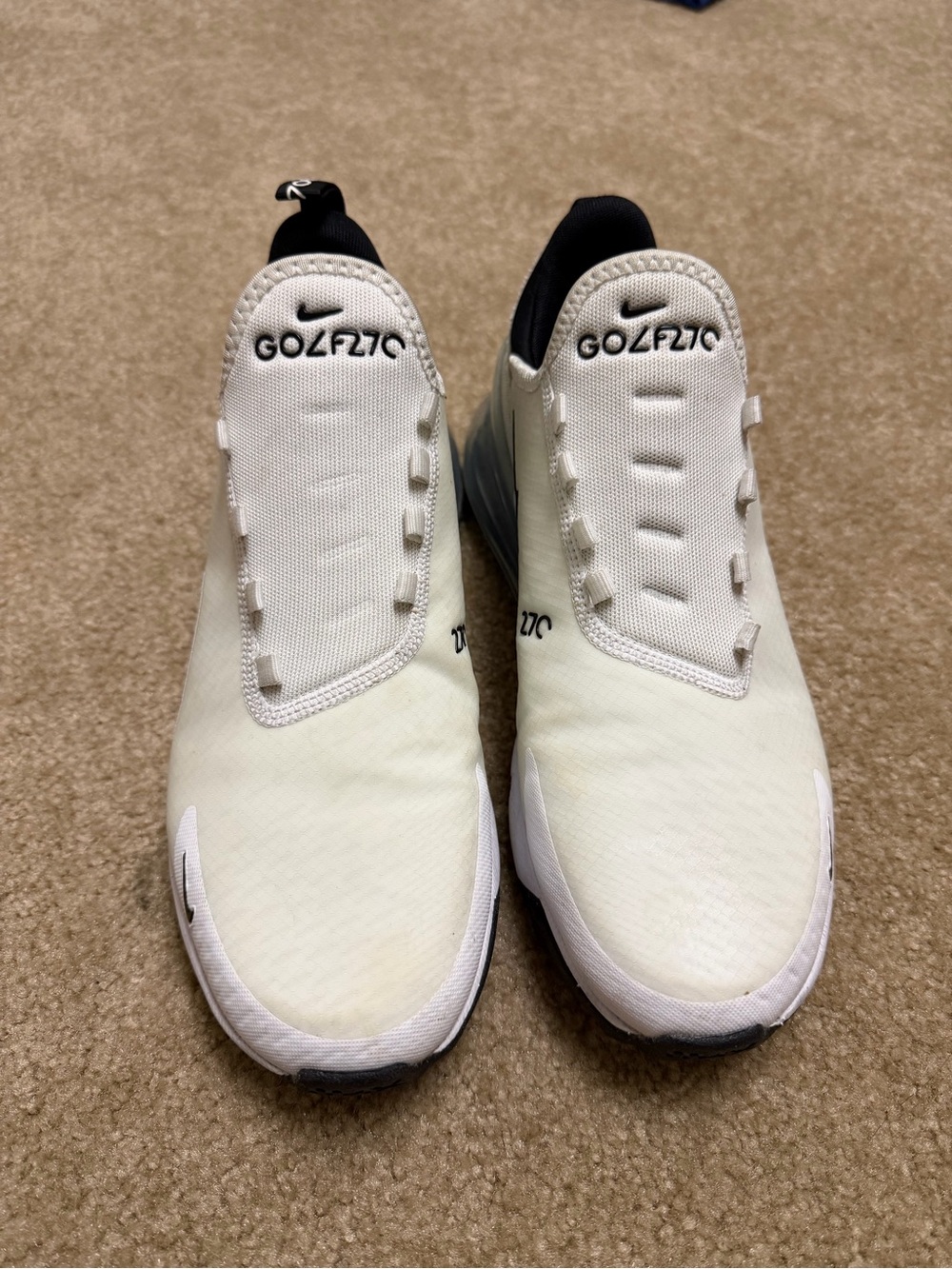 Nike Men’s White and Black Air Max 270 GO Golf Sneaker - Picture 2 of 6